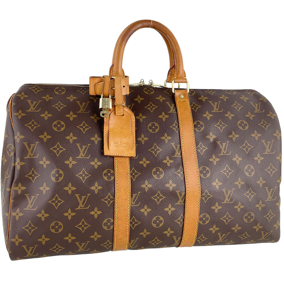 Louis Vuitton Monogram Keepall 45 Coated Canvas Fabric Brown Boston Bag 4824