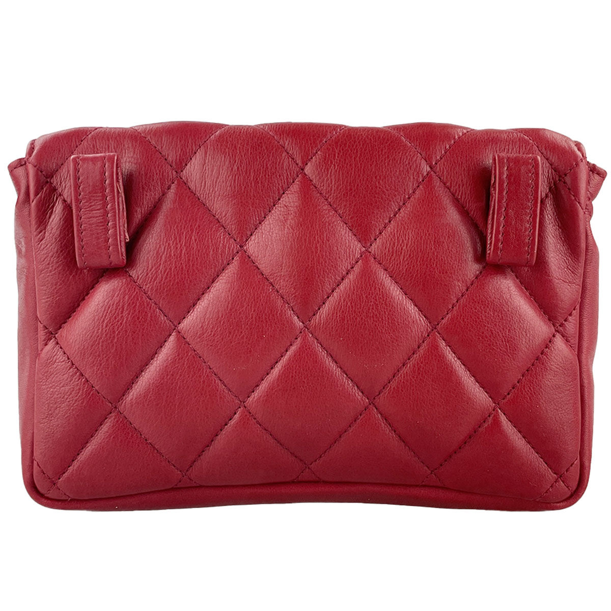 CHANEL Matelasse Lambskin Leather Red Waist bag 4921