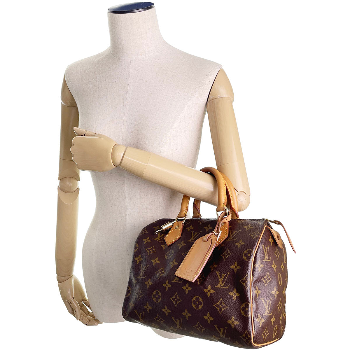 Louis Vuitton Monogram Speedy 25 Coated Canvas Fabric Brown Handbag 4938