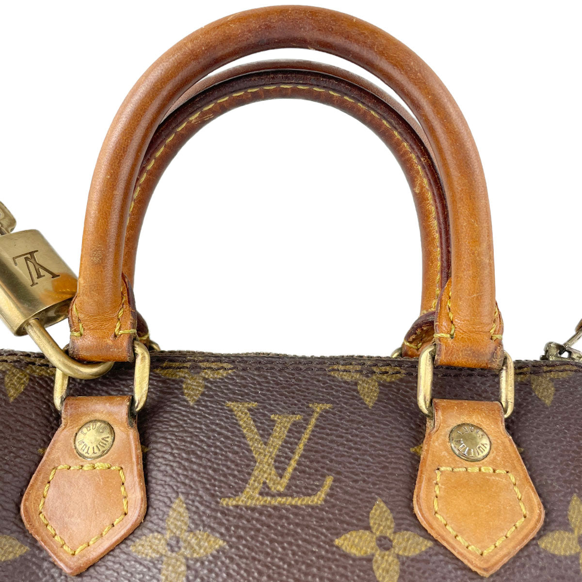 Louis Vuitton Monogram Mini speedy 2way Coated Canvas Fabric Brown Handbag 4877