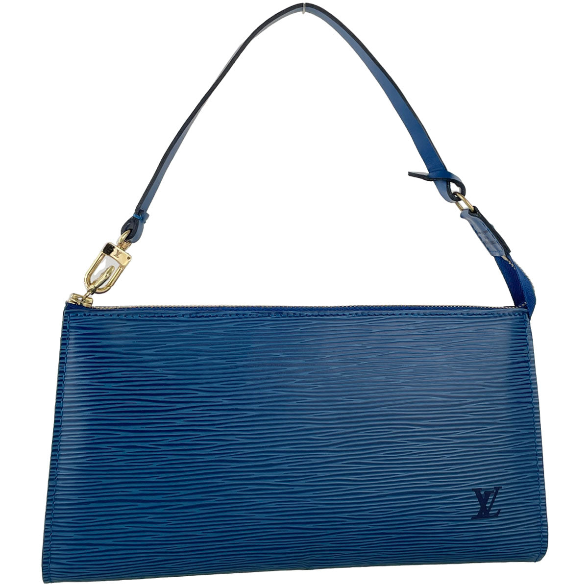 Louis Vuitton Epi Pochette Accessoires Leather Suede Blue Handbag 4942