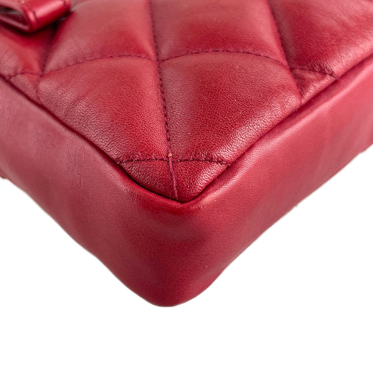 CHANEL Matelasse Lambskin Leather Red Waist bag 4856
