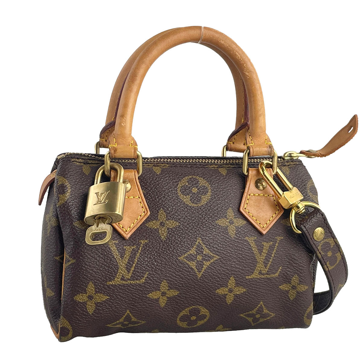 Louis Vuitton Monogram Mini speedy 2way Coated Canvas Fabric Brown Handbag 4860