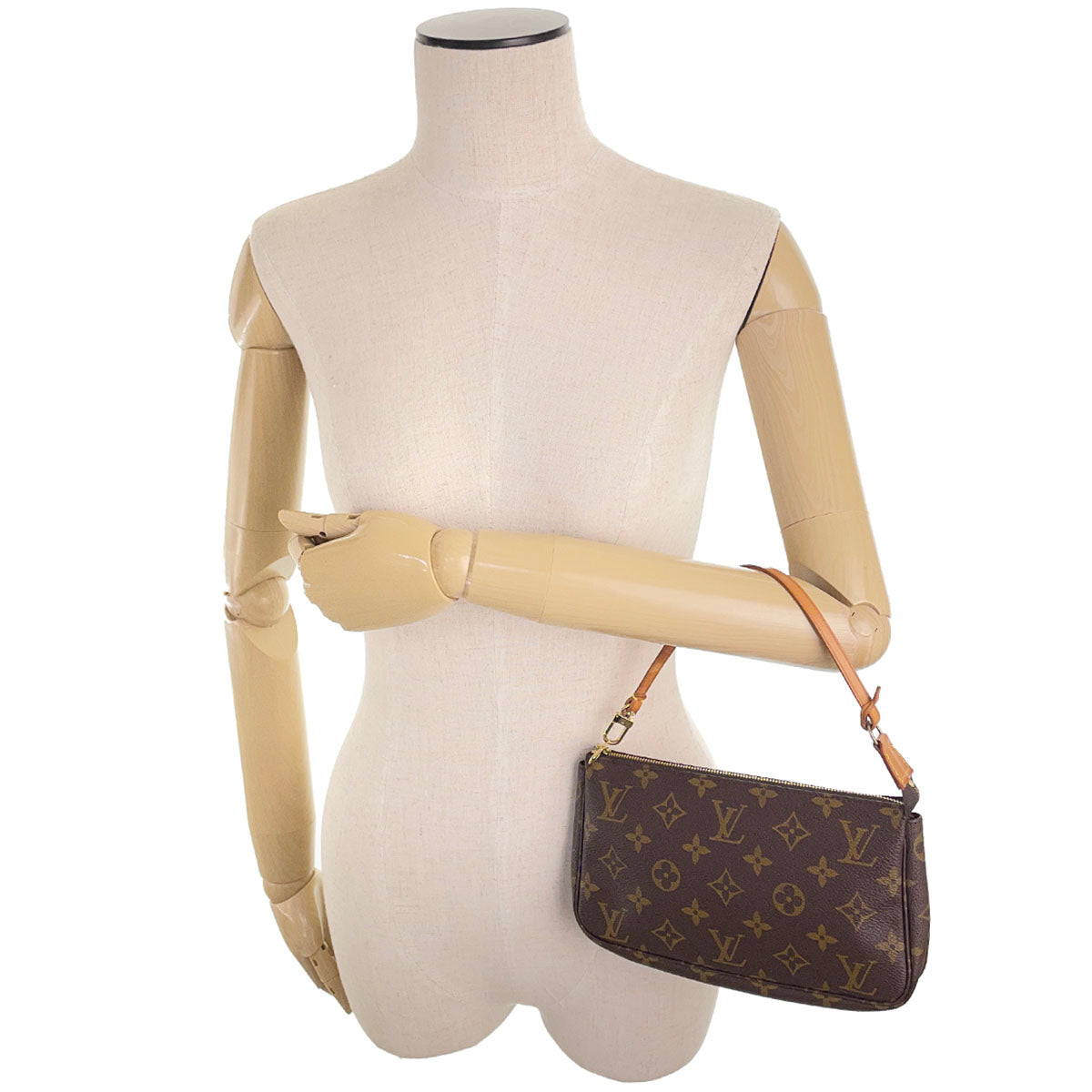 Louis Vuitton Monogram Pochette Accessoires Coated Canvas Brown Handbag 4891