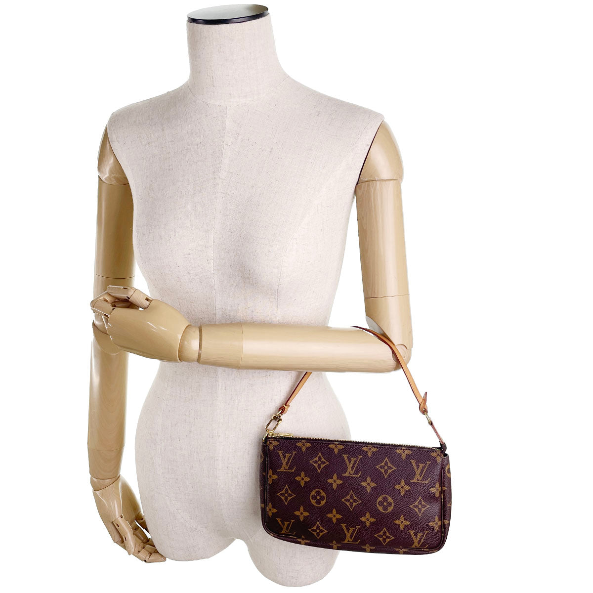 Louis Vuitton Monogram Pochette Accessoires Coated Canvas Brown Handbag 4920