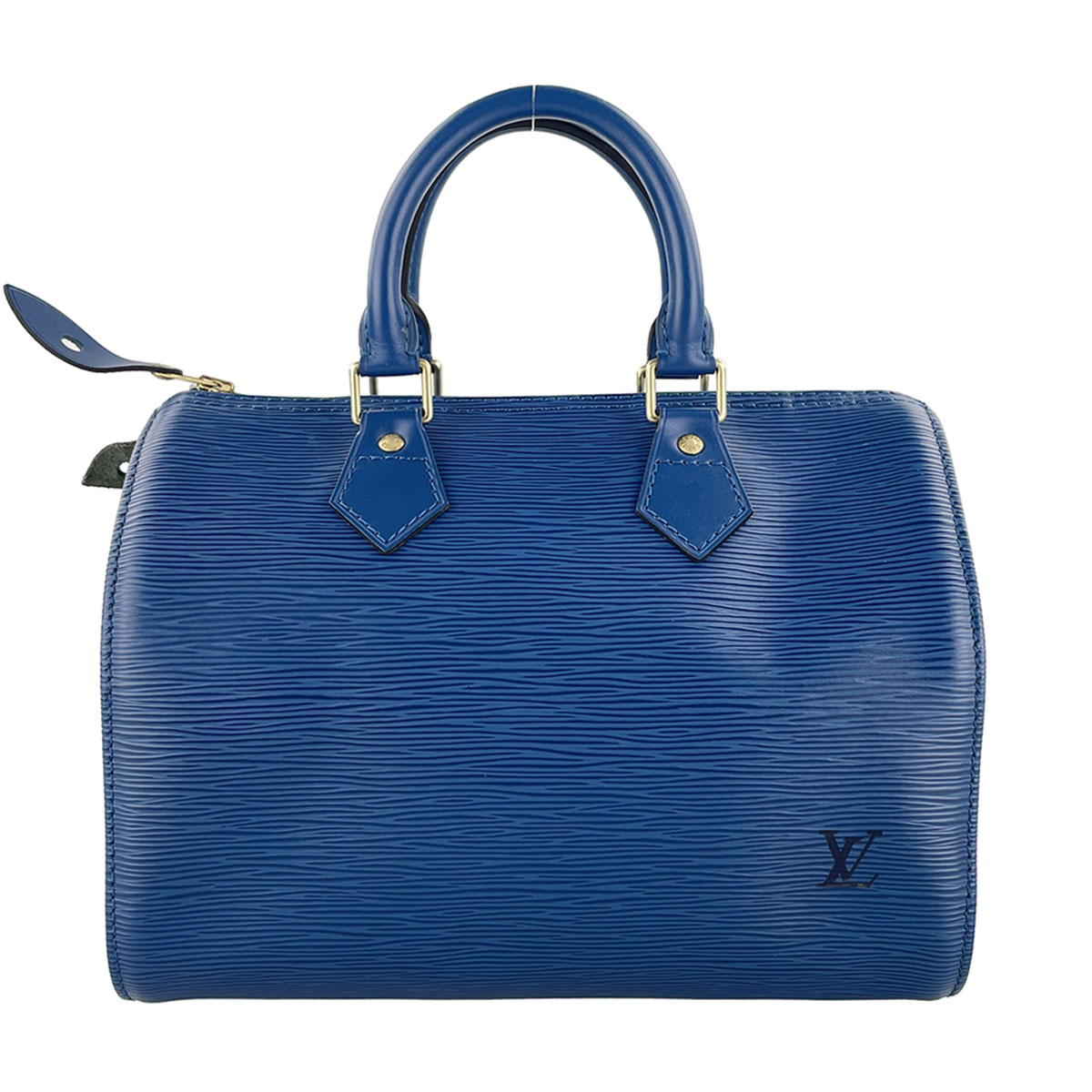 Louis Vuitton Epi Speedy 25 Leather Suede Blue Handbag 4848