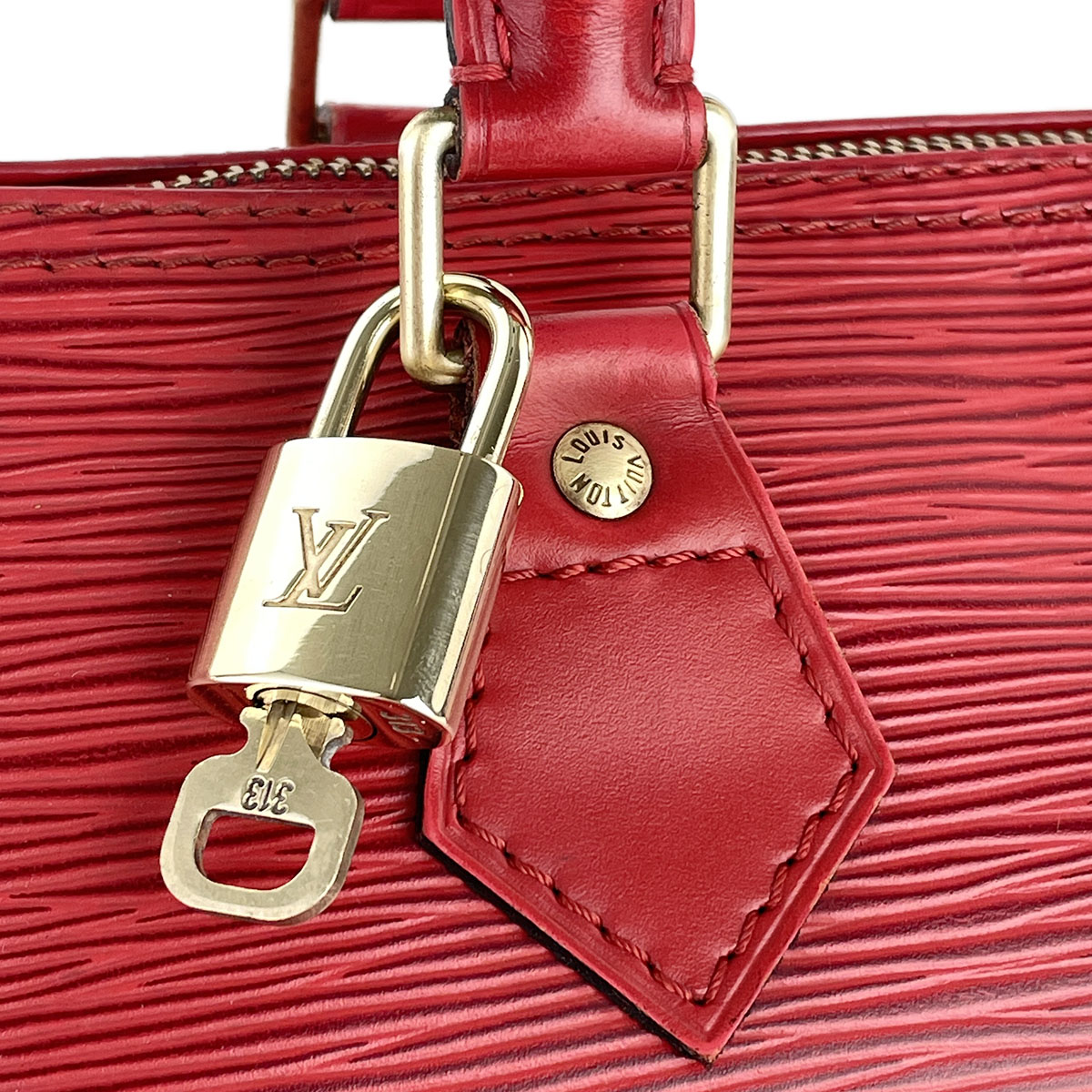 Louis Vuitton Epi Speedy 25 Leather Suede Red Handbag 4919