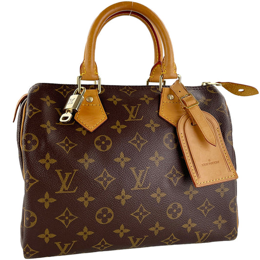 Louis Vuitton Monogram Speedy 25 Coated Canvas Fabric Brown Handbag 4907