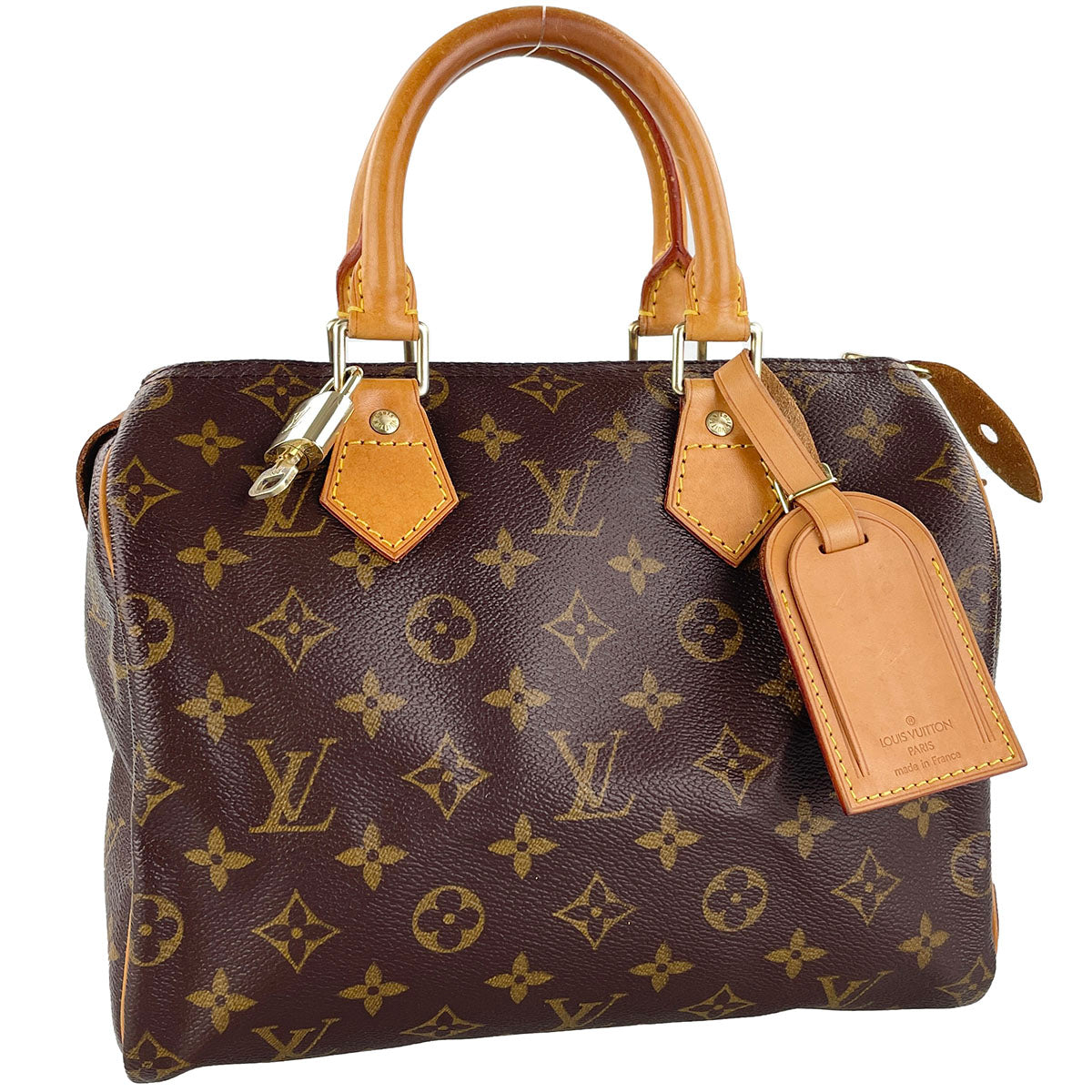 Louis Vuitton Monogram Speedy 25 Coated Canvas Fabric Brown Handbag 4938