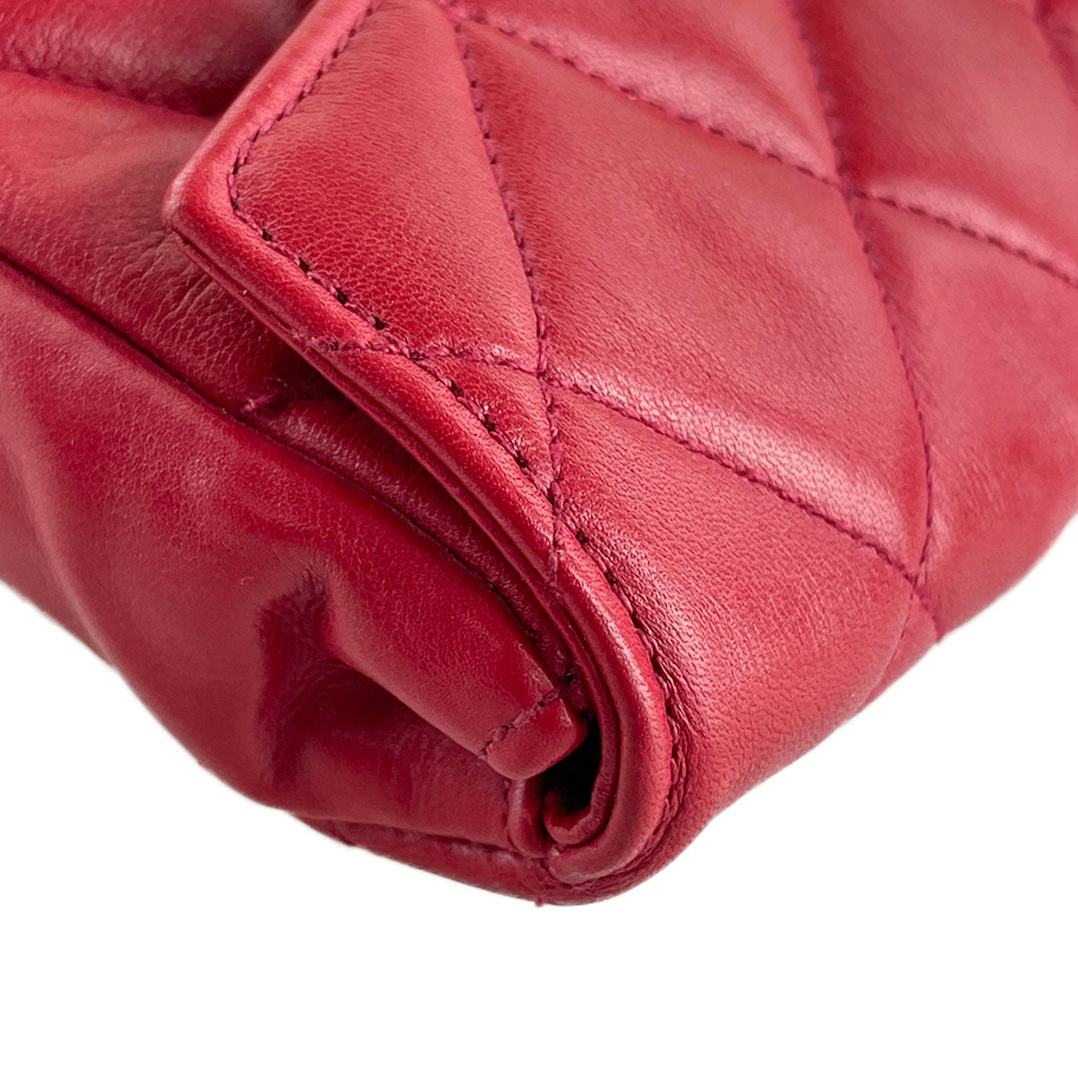 CHANEL Matelasse Lambskin Leather Red Waist bag 4856