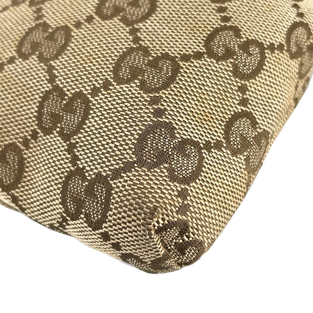 GUCCI GG Canvas Sherry Line Canvas Fabric Beige Brown Waist bag 4923