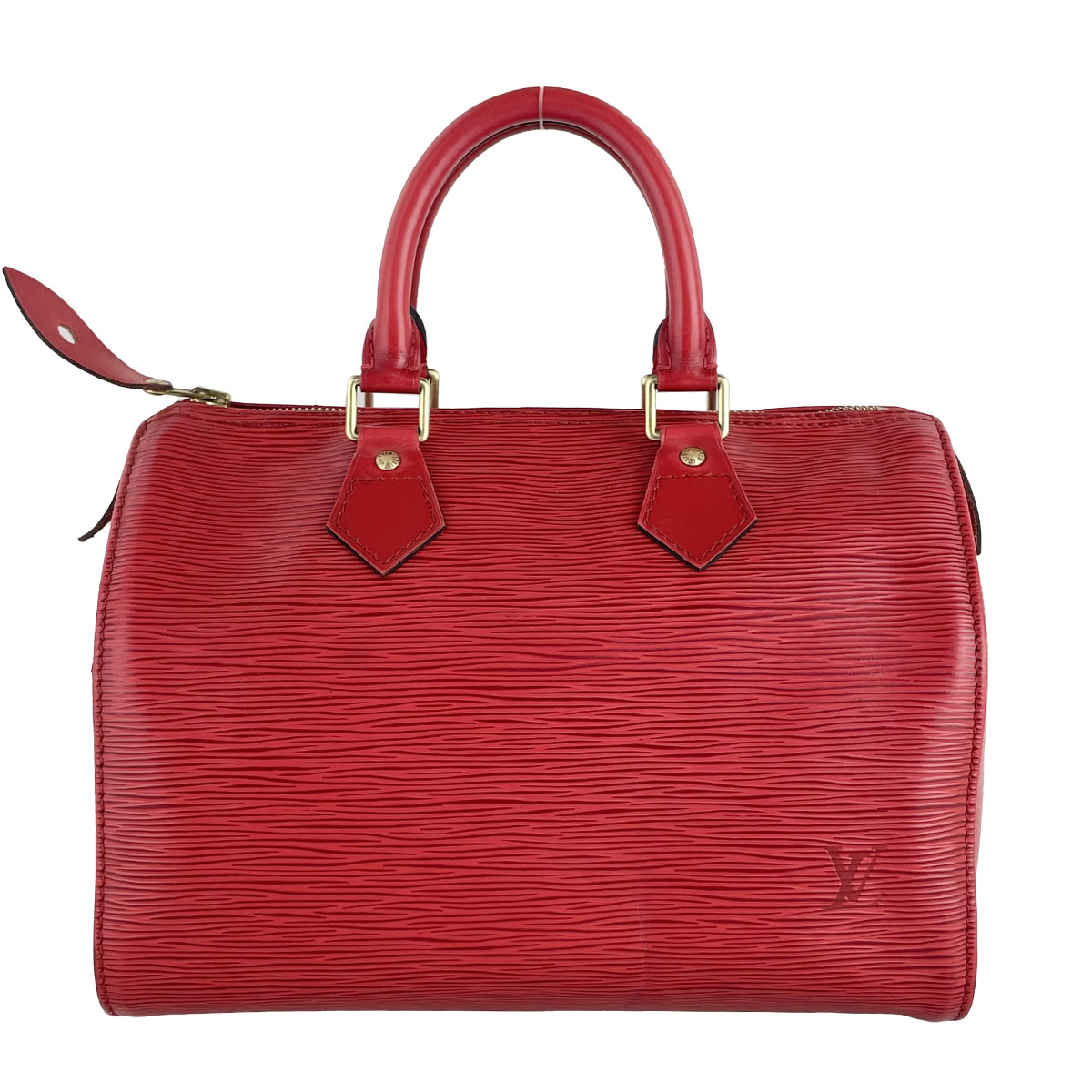 Louis Vuitton Epi Speedy 25 Leather Suede Red Handbag 4919