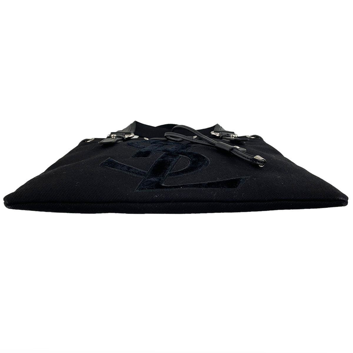 Saint Laurent Rive Gauche Kahala Canvas Fabric Black Handbag 4886