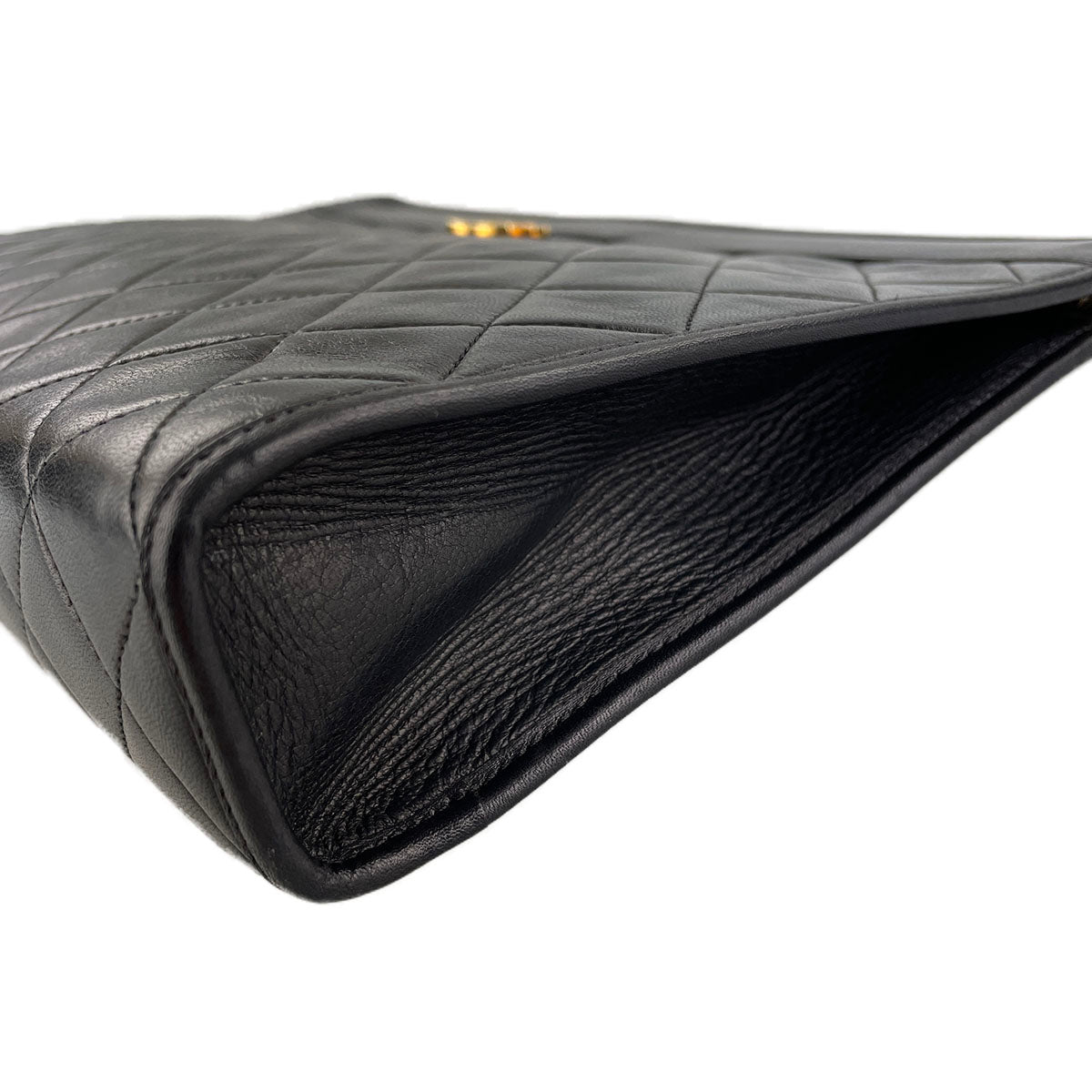 CHANEL Matelasse CC Logos Lambskin Leather Black Clutch bag 4917