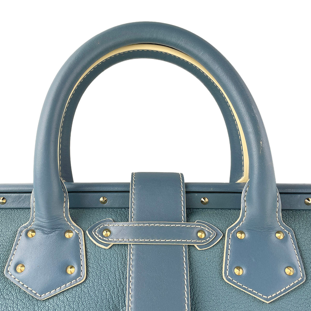 Louis Vuitton Suhali Angenieux PM Leather Fabric Blue Handbag 4851