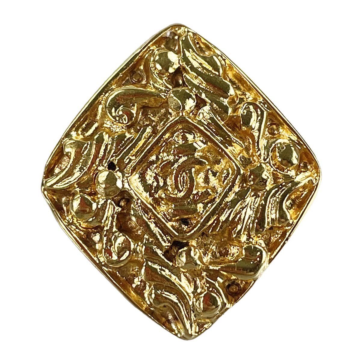CHANEL Gold Plated Diamond-shape Clip-on earrings 83