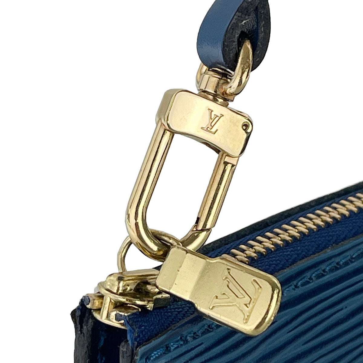 Louis Vuitton Epi Pochette Accessoires Leather Suede Blue Handbag 4942