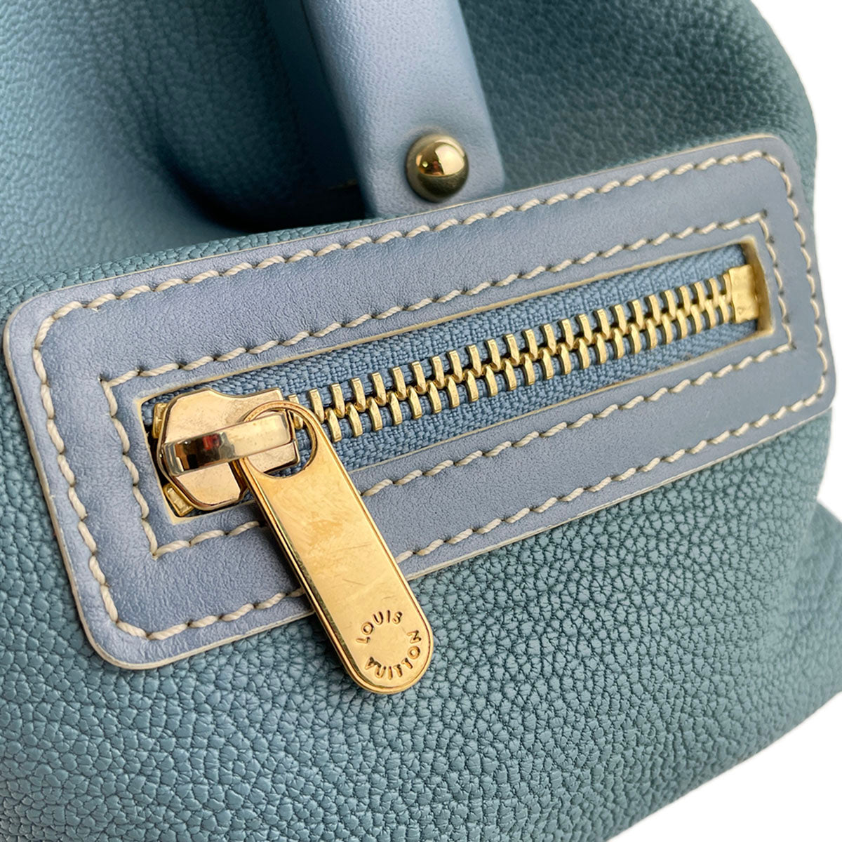 Louis Vuitton Suhali Angenieux PM Leather Fabric Blue Handbag 4851