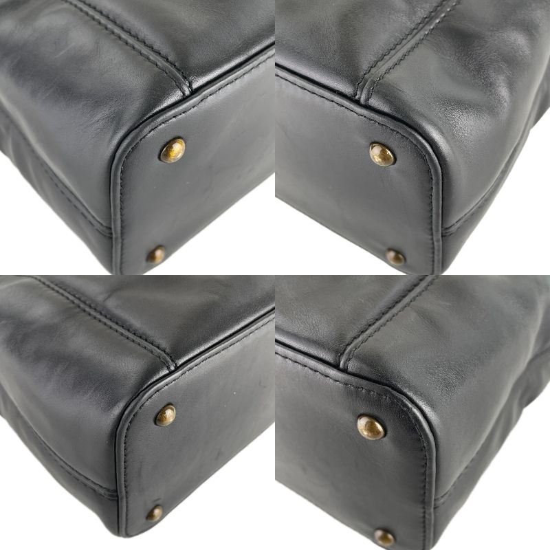CHANEL Lambskin Leather Fabric Black Fringe Tote bag 4933