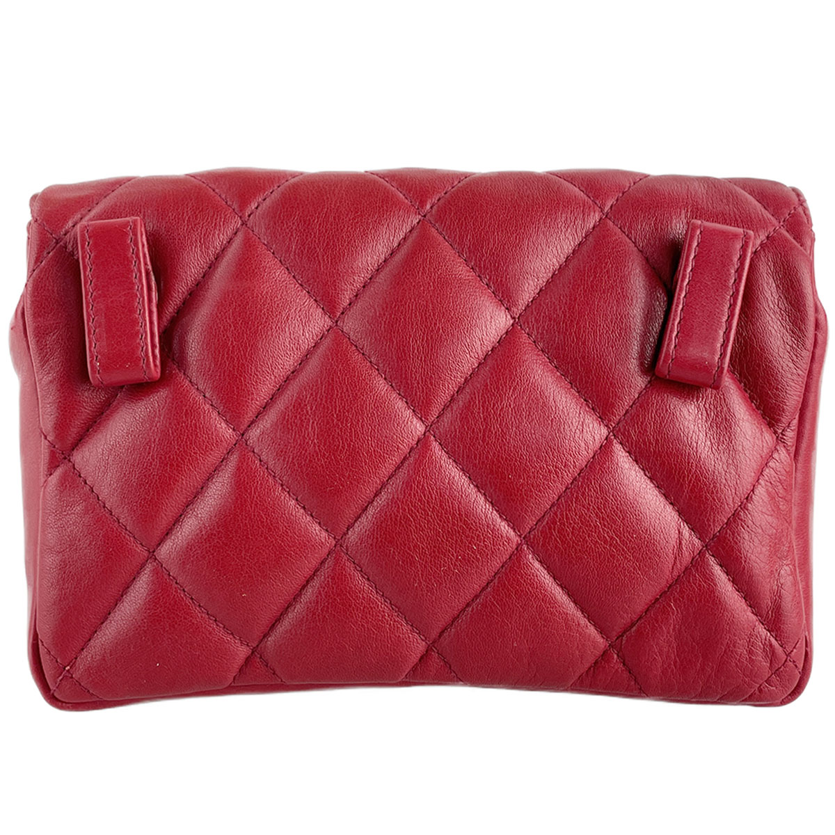 CHANEL Matelasse Lambskin Leather Red Waist bag 4856