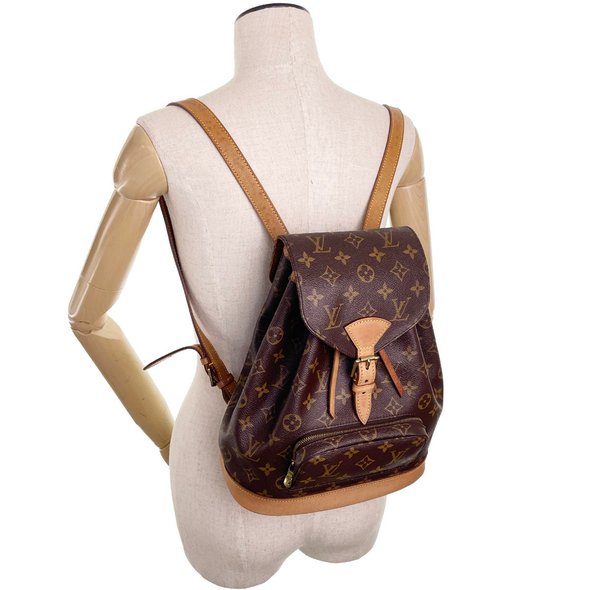 Louis Vuitton Monogram Montsouris MM Coated Canvas Brown Backpack Bag 4943