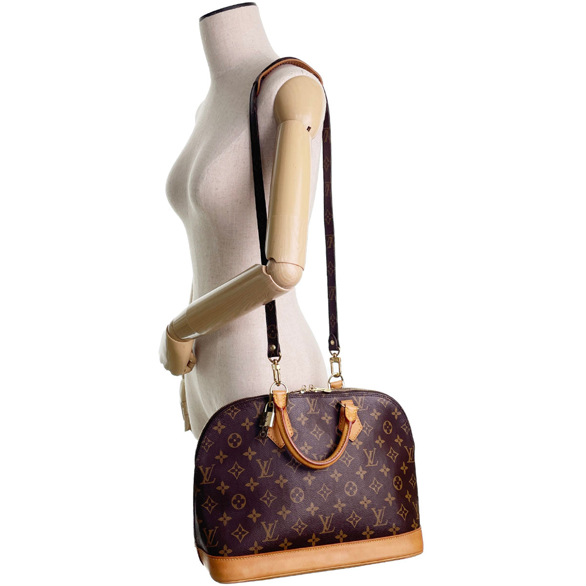 Louis Vuitton Monogram Alma 2way Coated Canvas Fabric Brown Handbag 4882