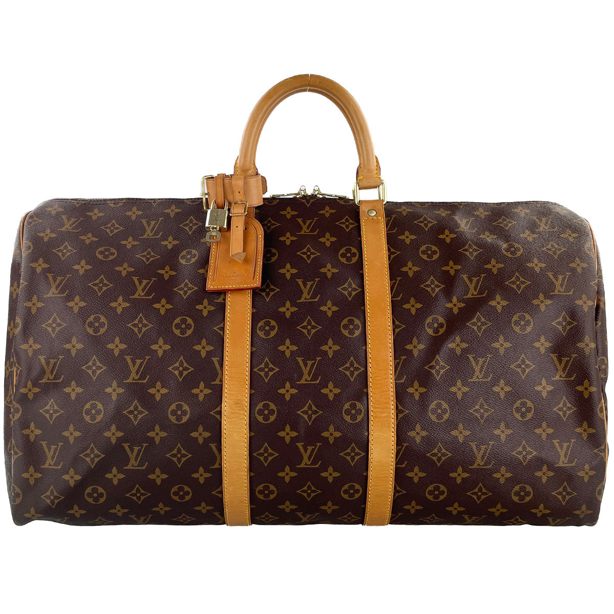 Louis Vuitton Monogram Keepall 55 Coated Canvas Fabric Brown Boston Bag 4888
