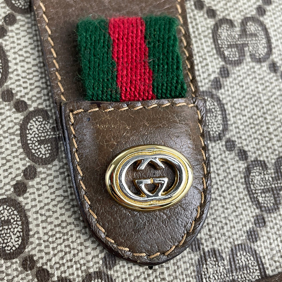 GUCCI Old Gucci Sherry Line PVC Leather Beige Brown Clutch bag 4900