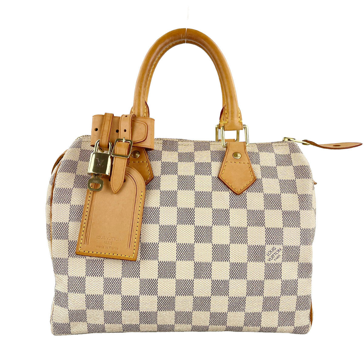 Louis Vuitton Damier Azur Speedy 25 Coated Canvas Fabric White Handbag 4939