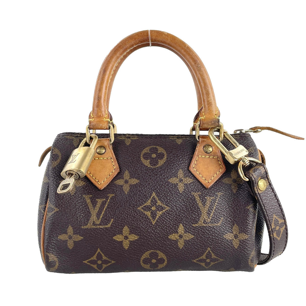 Louis Vuitton Monogram Mini speedy 2way Coated Canvas Fabric Brown Handbag 4901