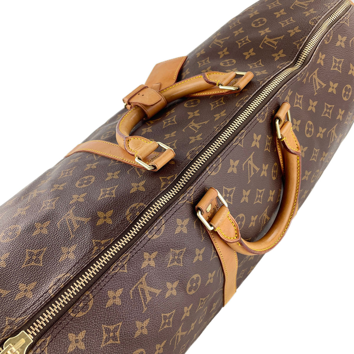 Louis Vuitton Monogram Keepall 55 Coated Canvas Fabric Brown Boston Bag 4888