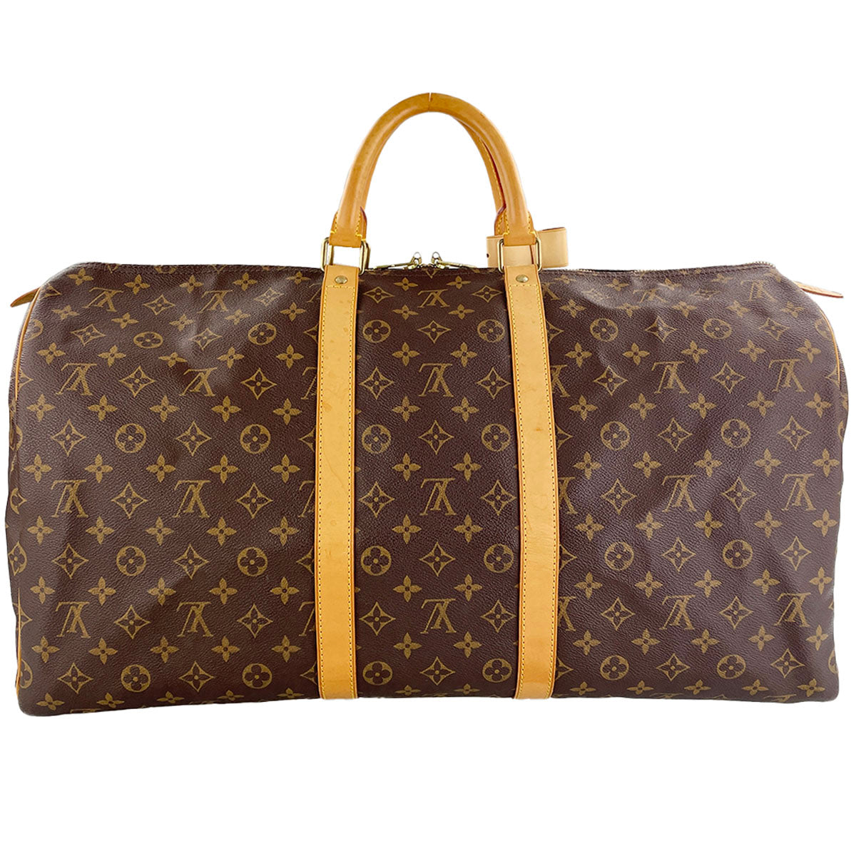 Louis Vuitton Monogram Keepall 55 Coated Canvas Fabric Brown Boston Bag 4857