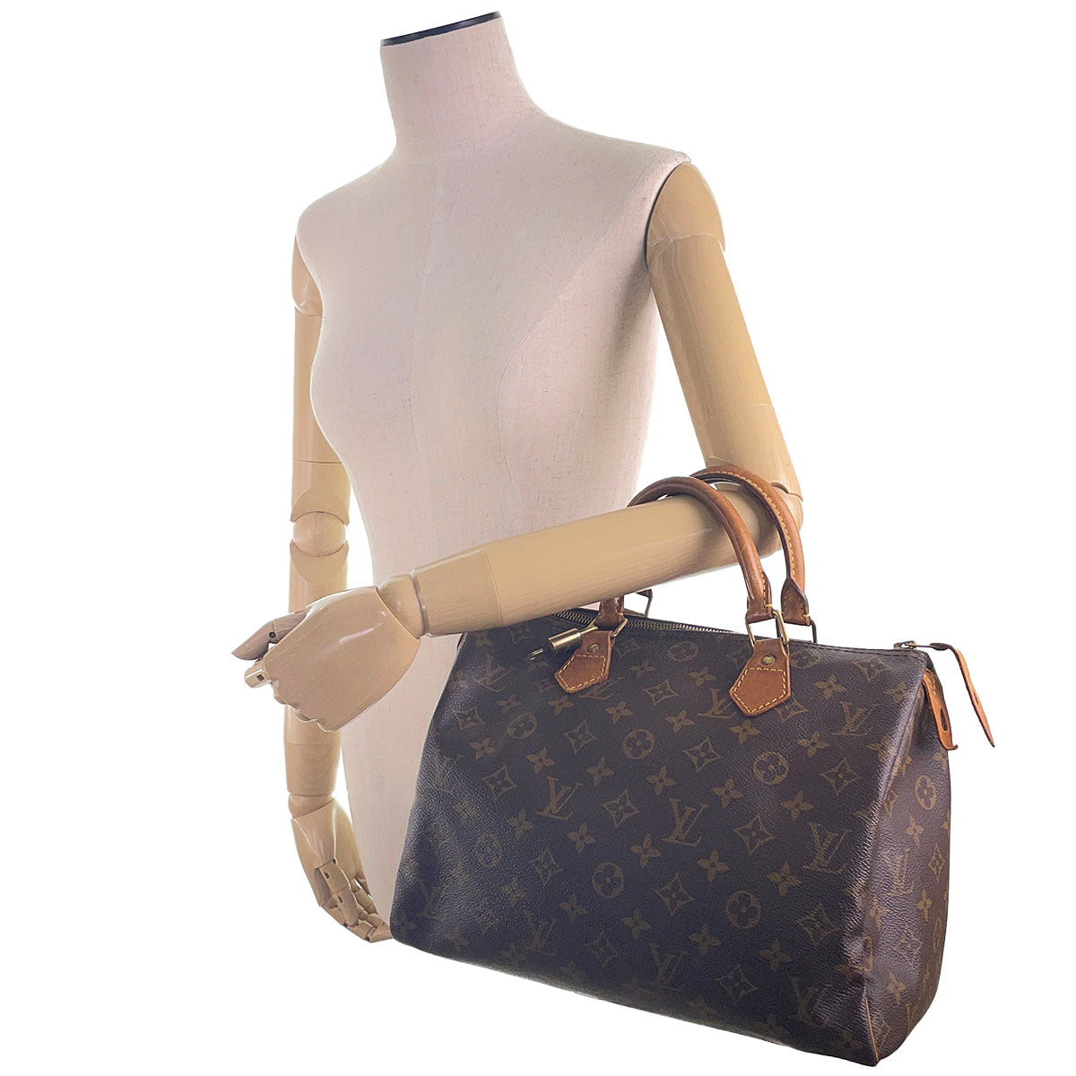 Louis Vuitton Monogram Speedy 30 Coated Canvas Fabric Brown Handbag 4909