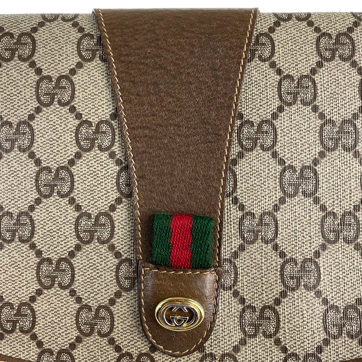 GUCCI Old Gucci Sherry Line PVC Leather Beige Brown Clutch bag 4900