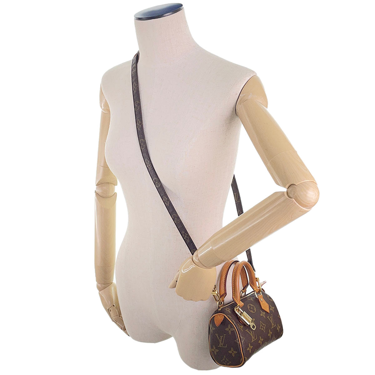 Louis Vuitton Monogram Mini speedy Coated Canvas Fabric Brown 2way Handbag 4944