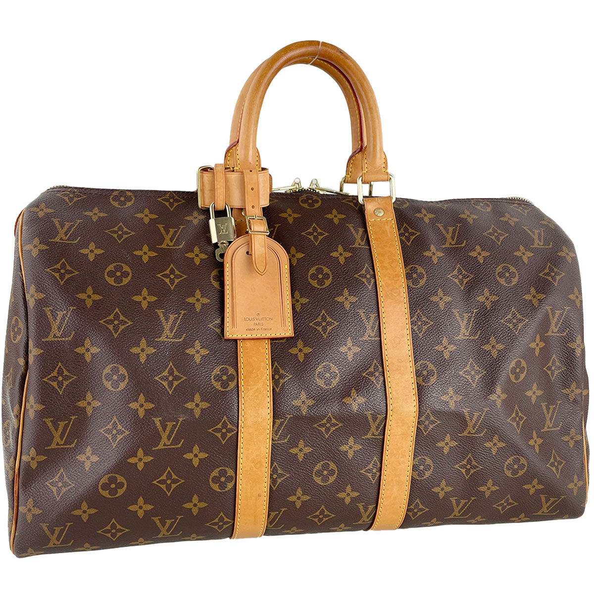 Louis Vuitton Monogram Keepall 45 Coated Canvas Fabric Brown Boston Bag 4879