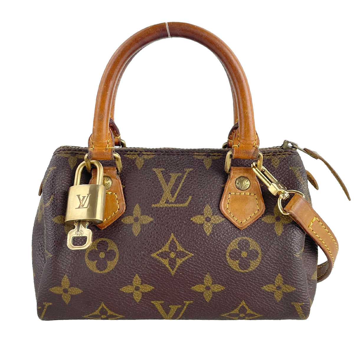 Louis Vuitton Monogram Mini speedy 2way Coated Canvas Fabric Brown Handbag 4877