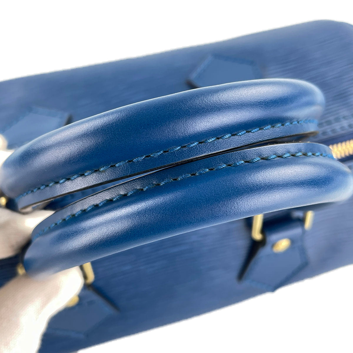 Louis Vuitton Epi Speedy 25 Leather Suede Blue Handbag 4848