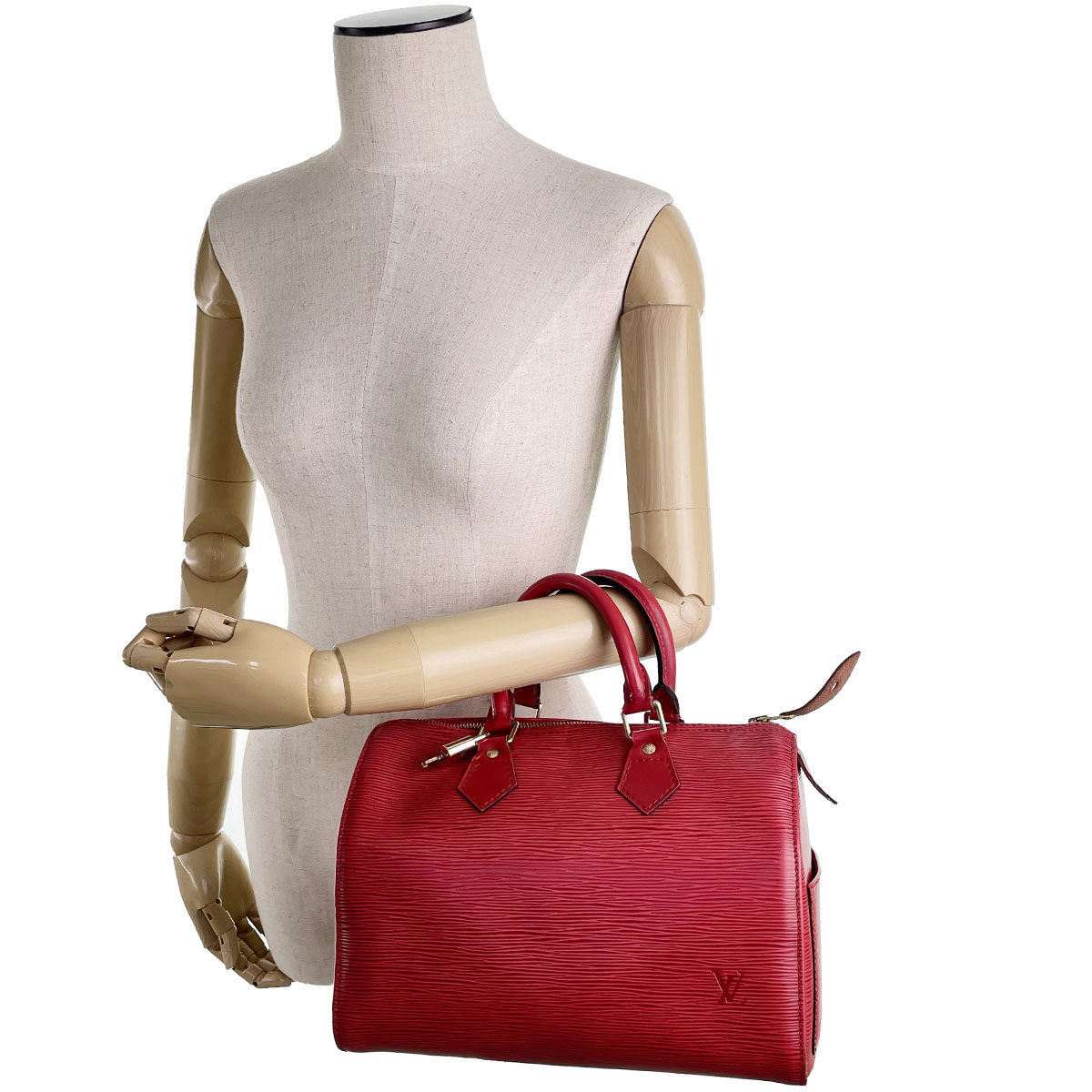 Louis Vuitton Epi Speedy 25 Leather Suede Red Handbag 4919