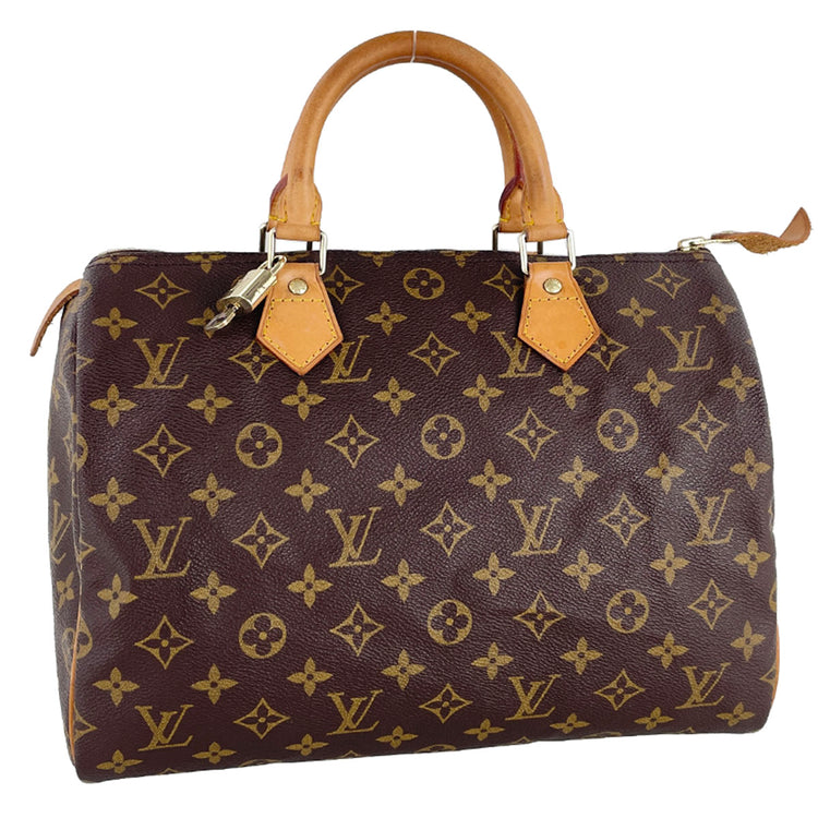 Louis Vuitton Monogram Speedy 30 Coated Canvas Fabric Brown Handbag 4931