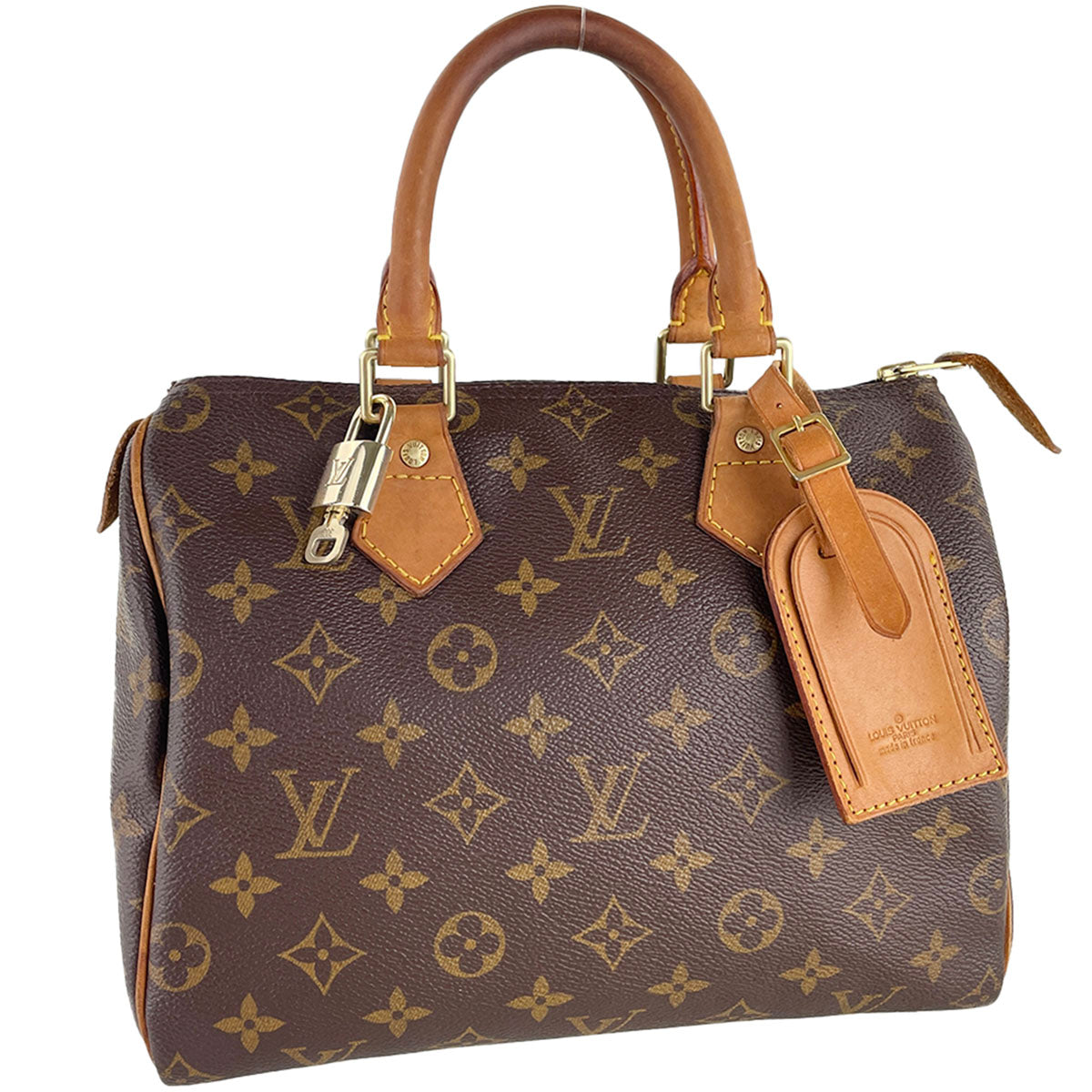 Louis Vuitton Monogram Speedy 25 Coated Canvas Fabric Brown Handbag 4932