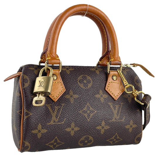 Louis Vuitton Monogram Mini speedy 2way Coated Canvas Fabric Brown Handbag 4884