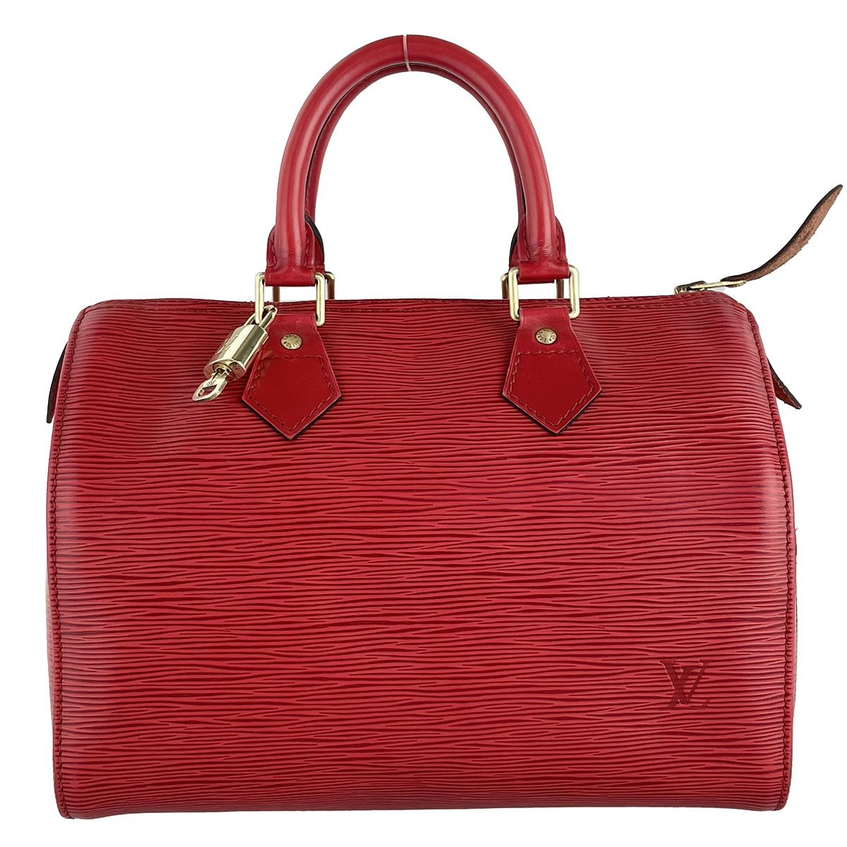 Louis Vuitton Epi Speedy 25 Leather Suede Red Handbag 4919