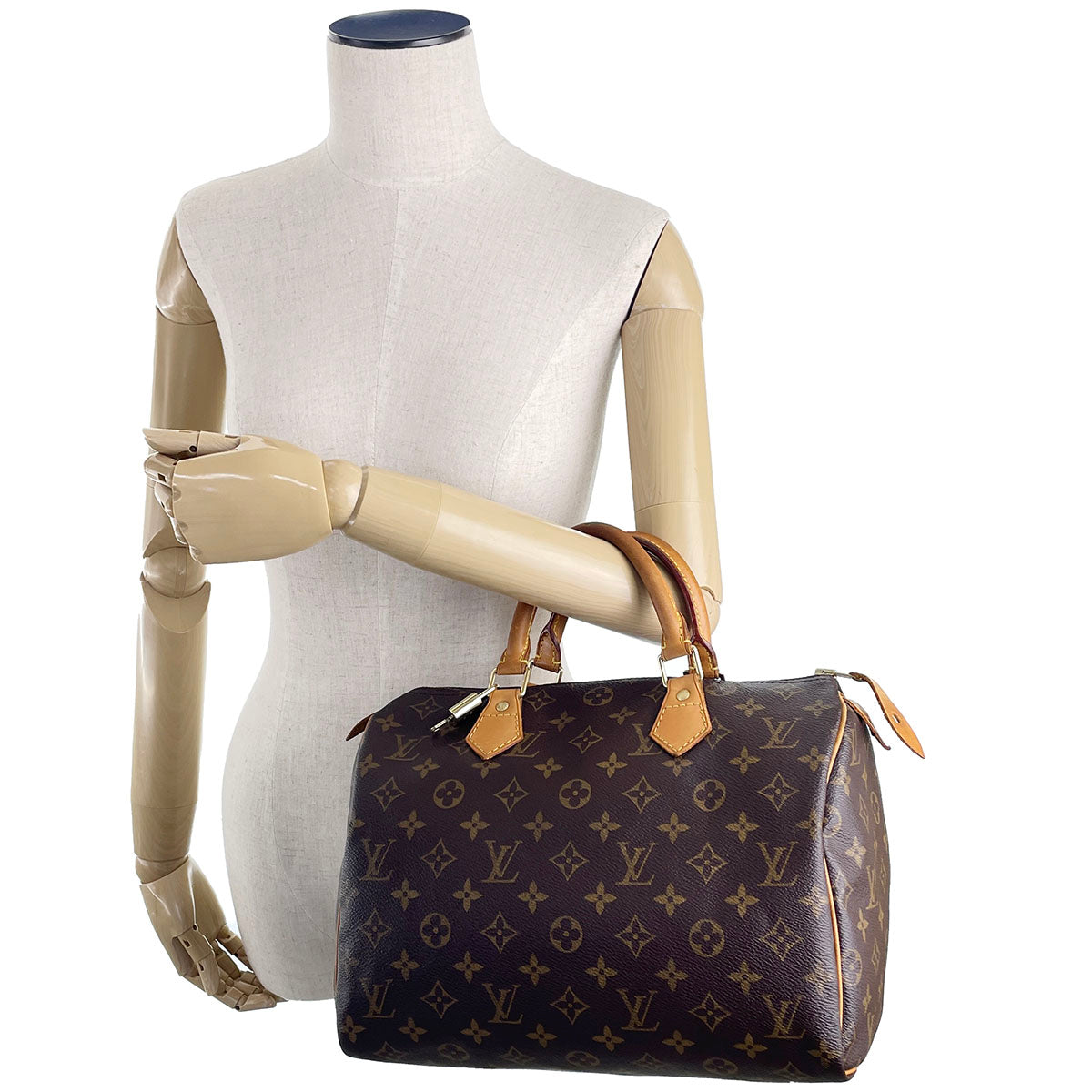 Louis Vuitton Monogram Speedy 30 Coated Canvas Fabric Brown Handbag 4935