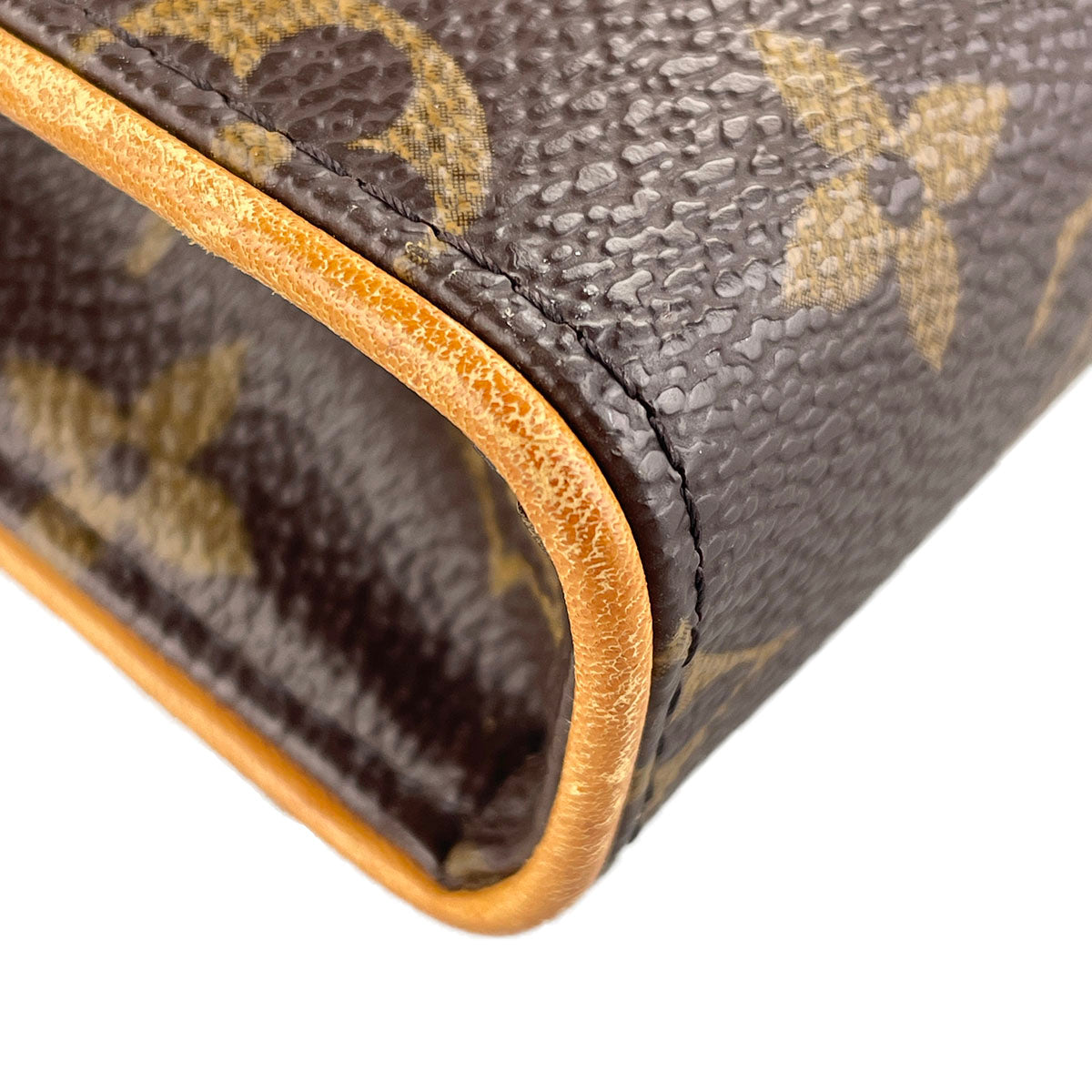 Louis Vuitton Monogram Pochette Florentine Coated Canvas Suede Brown Pouch 4875