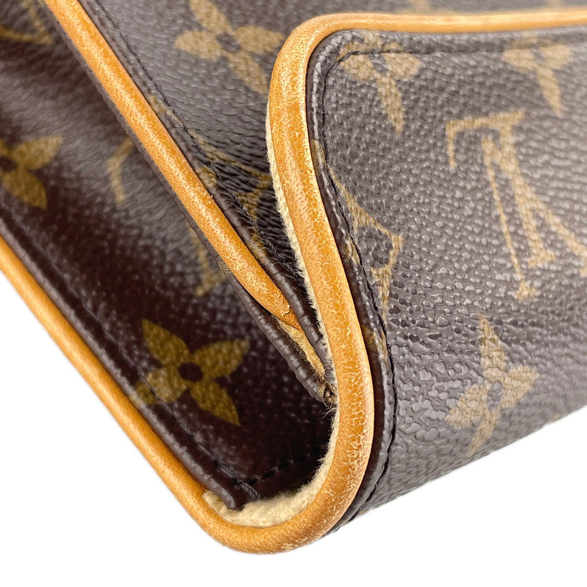 Louis Vuitton Monogram Pochette Florentine Coated Canvas Suede Brown Pouch 4875
