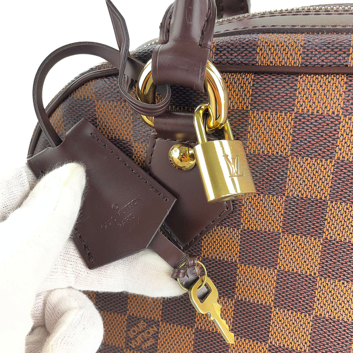 Louis Vuitton Damier Duomo Coated Canvas Suede Brown Handbag 4905