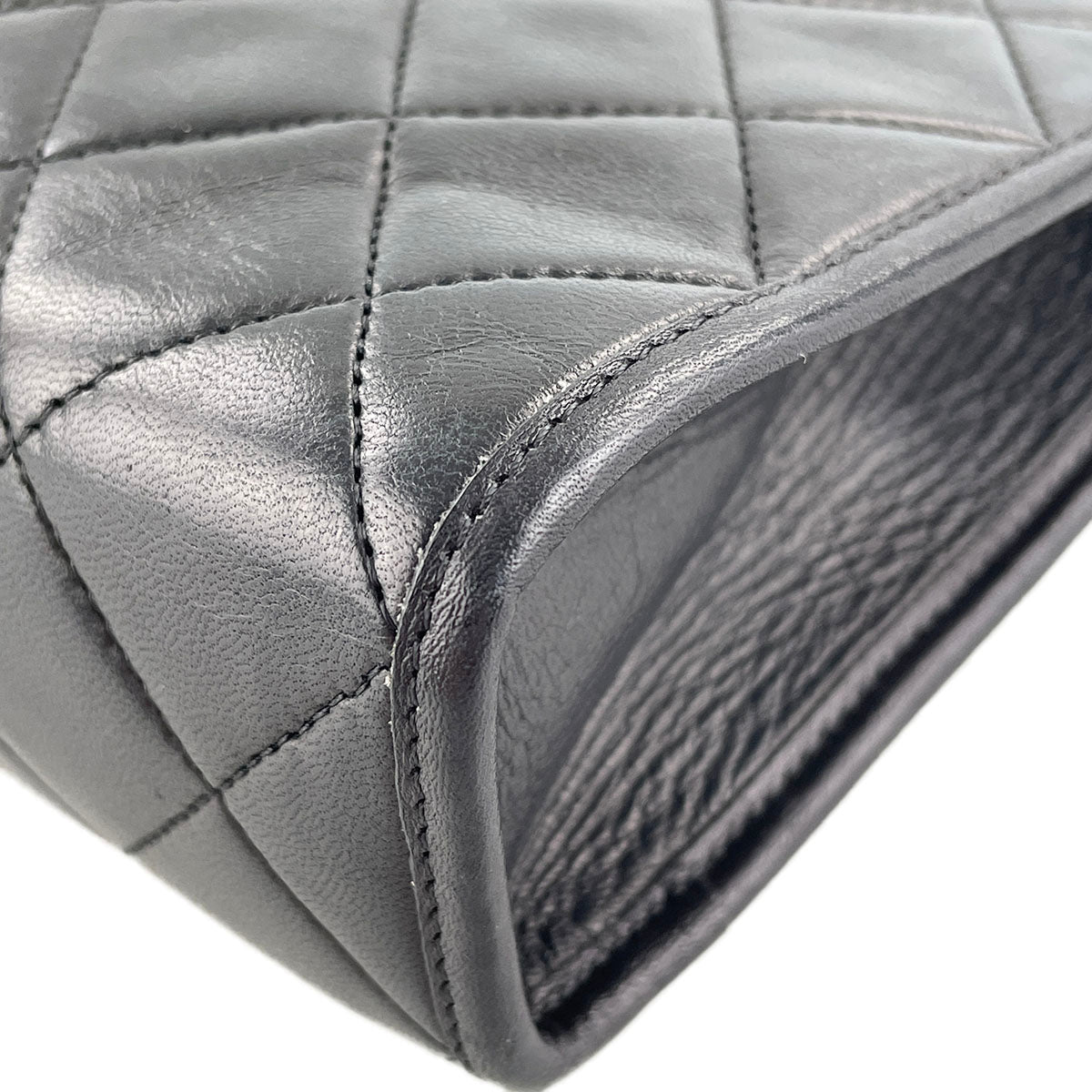 CHANEL Matelasse CC Logos Lambskin Leather Black Clutch bag 4917