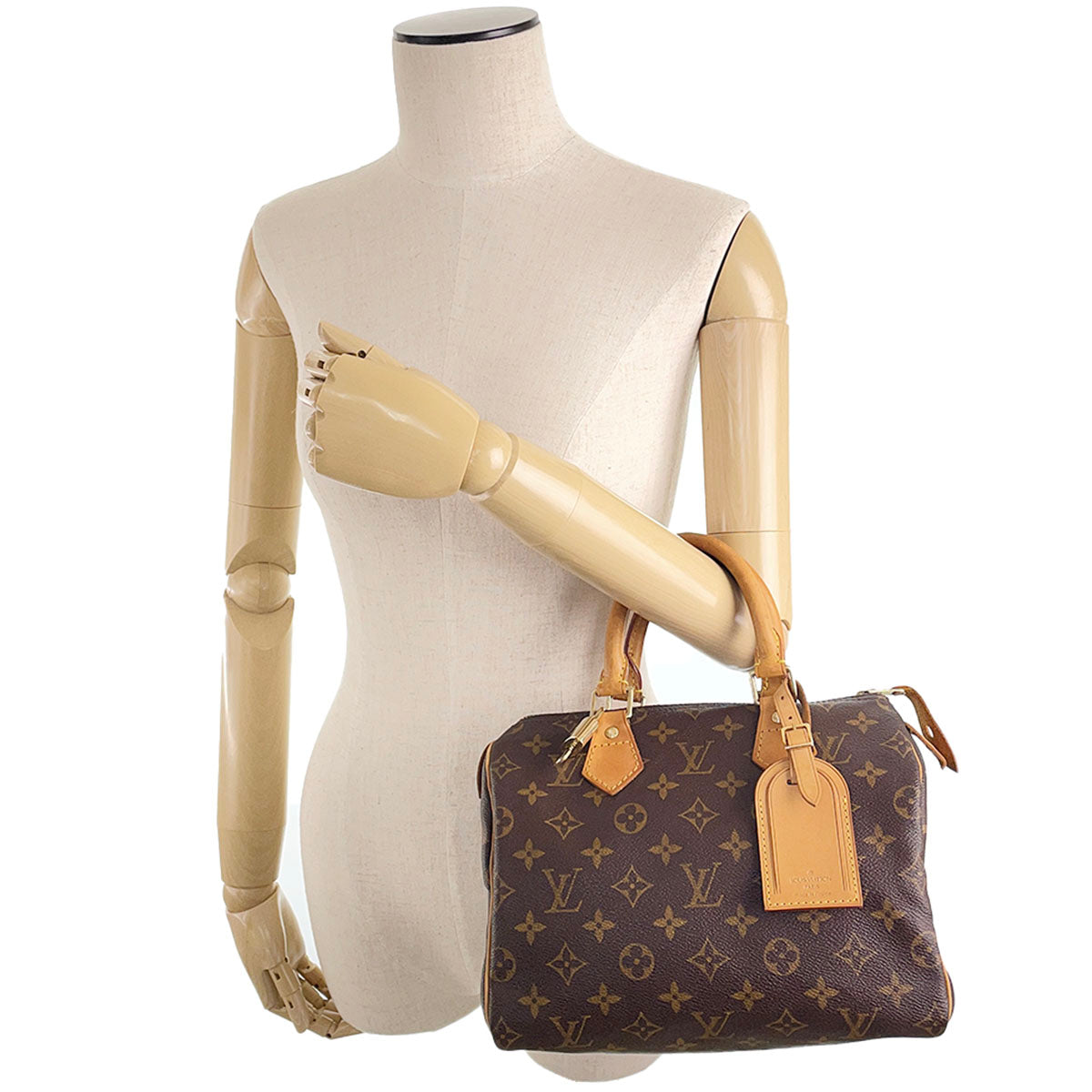 Louis Vuitton Monogram Speedy 25 Coated Canvas Fabric Brown Handbag 4892