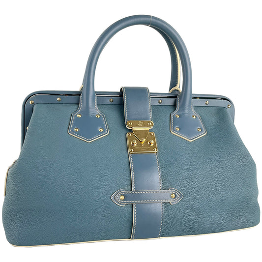Louis Vuitton Suhali Angenieux PM Leather Fabric Blue Handbag 4851